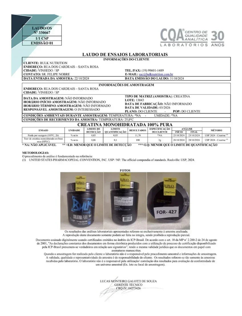 Kit Whey Protein Blend Isolado Concentrado 1kg + Creatina 100% Pura 300g + Pré Treino 300g + Shaker - Bulk Nutrition