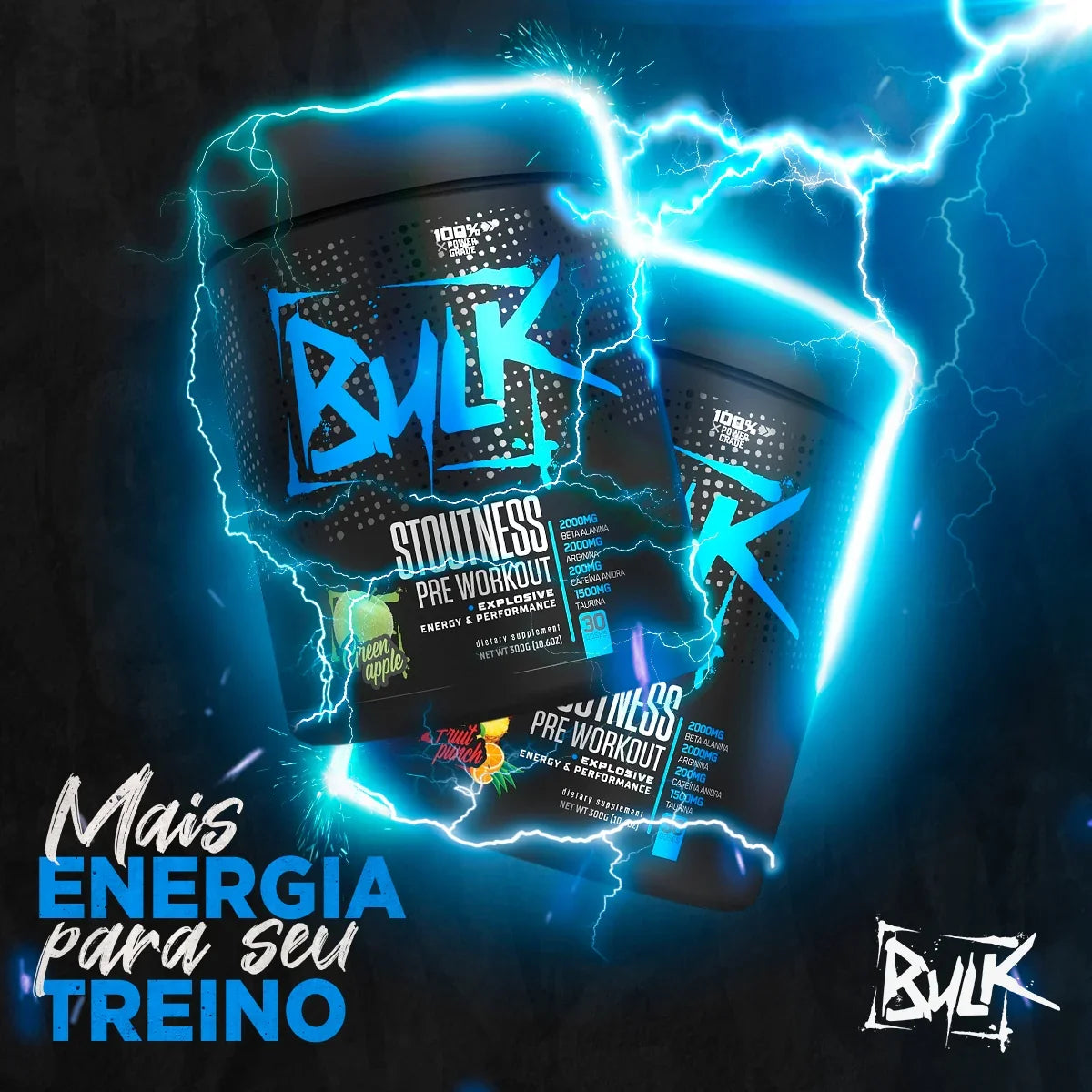 Kit Creatina Pura 100% Monohidratada 500g + Pré treino 300g + Shaker - Bulk Nutrition