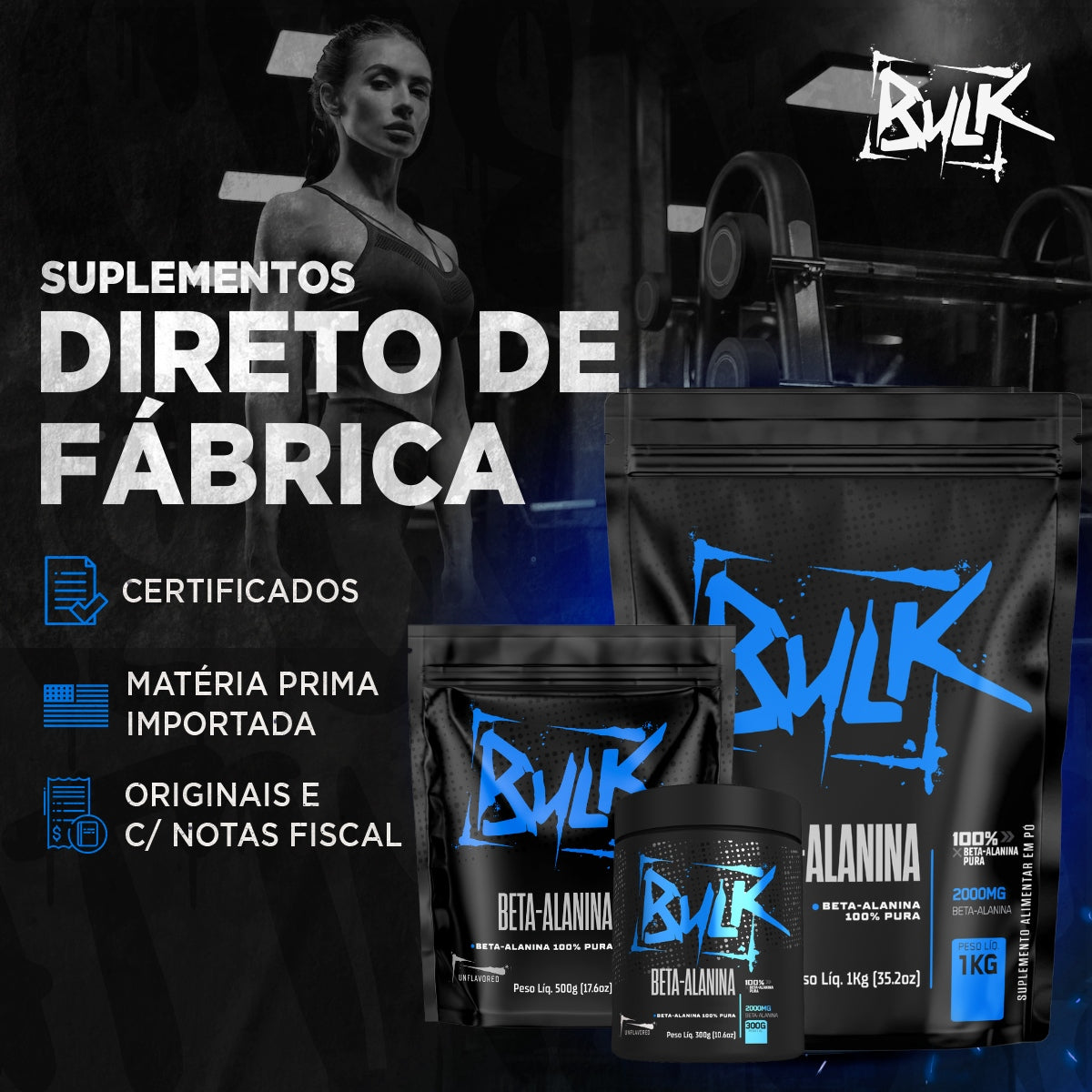 Beta Alanina 100% Pura 1kg Bulk Nutrition