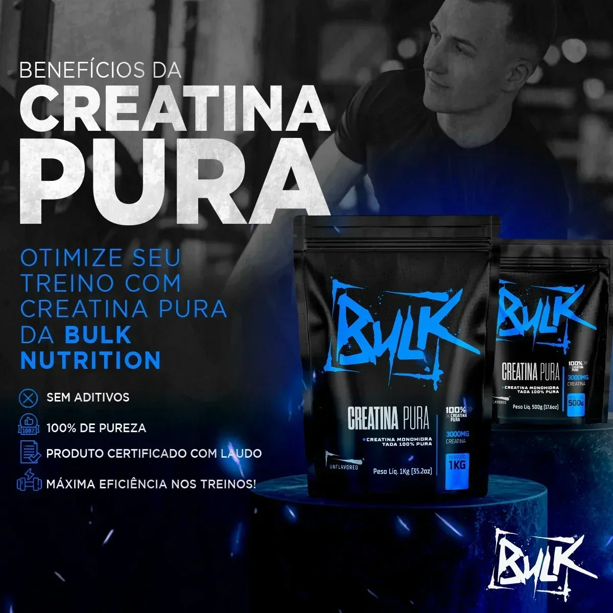 Kit 24 Creatina Monohidratada 100% Pura 300g Bulk Nutrition - Bulk Nutrition