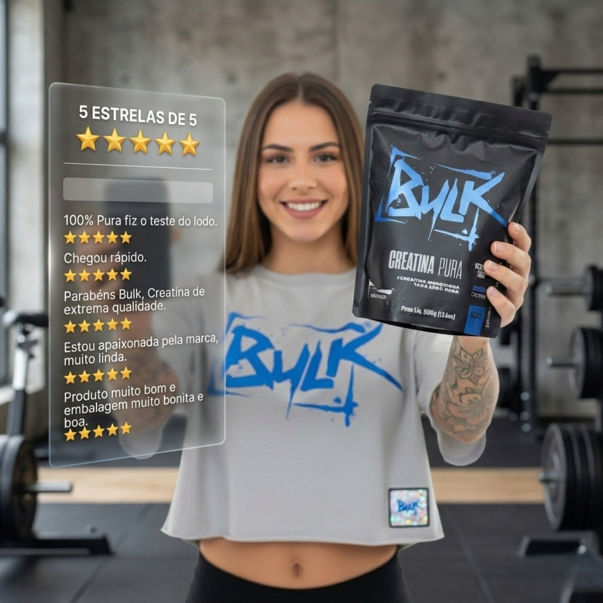 Creatina Monohidratada 100% Pura 300g - Bulk Nutrition