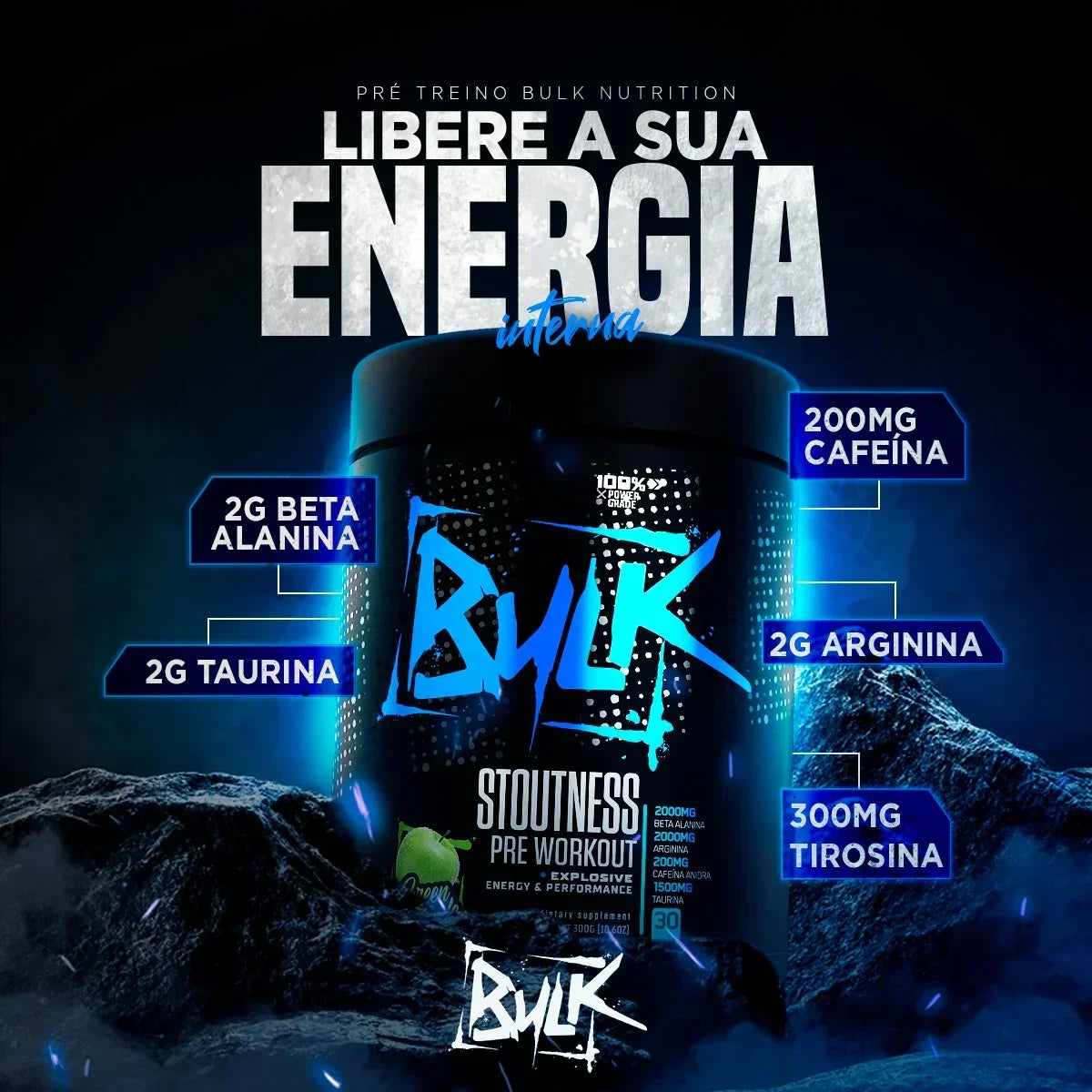 Pré Treino Stoutness 300g Bulk Nutrition - Bulk Nutrition
