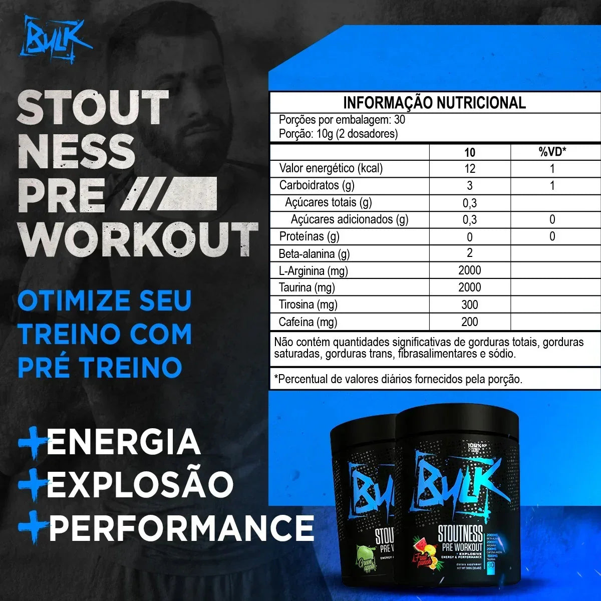 Pré Treino Stoutness 300g Bulk Nutrition - Bulk Nutrition