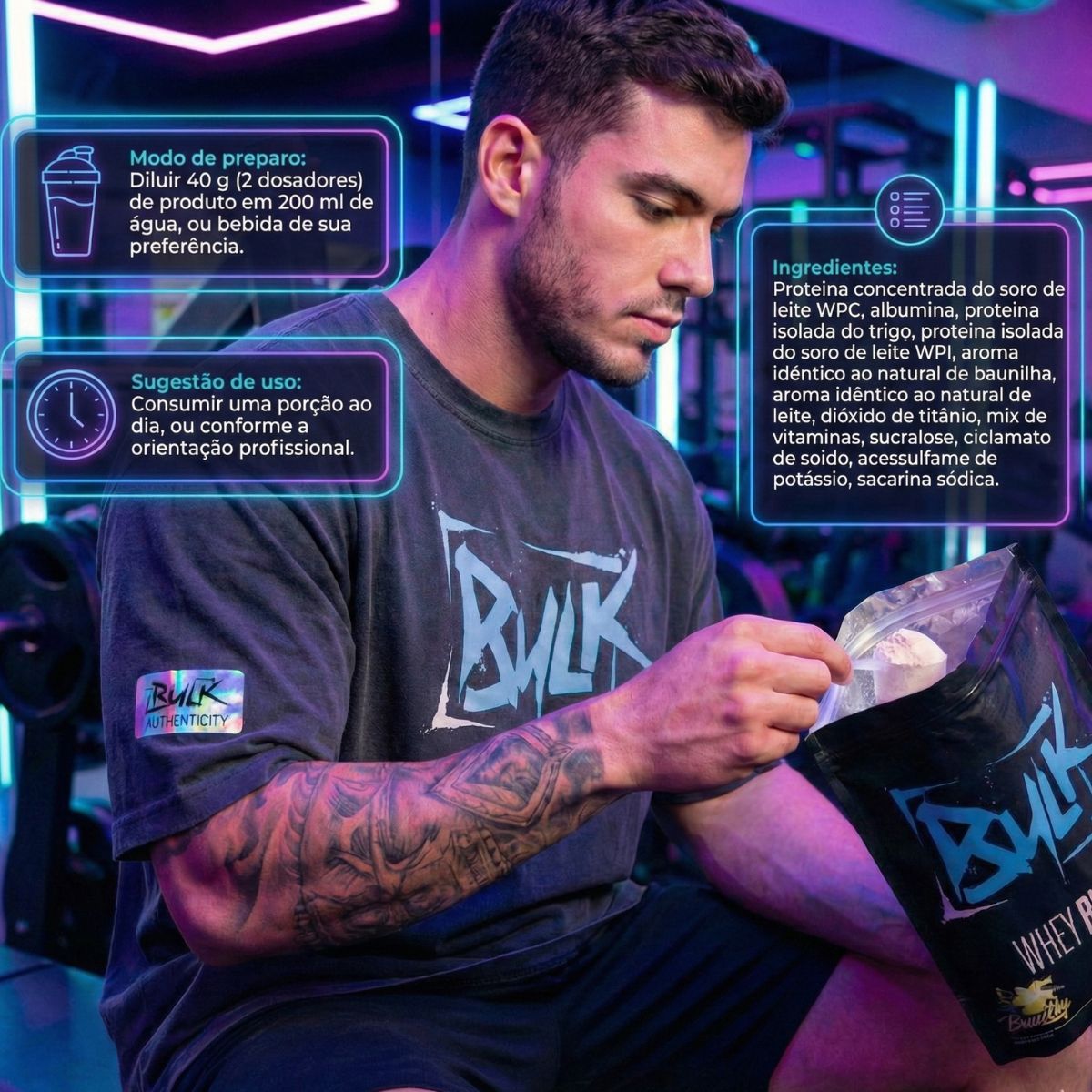 Kit Whey Protein Blend Concentrado 900 kg + Creatina 100% Pura 300g + Pré Treino 300g + Shaker